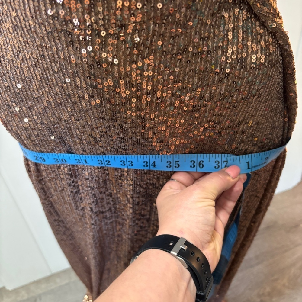 Fashion Nova Bronze Sequin Grad Dress - Picture 13 of 16